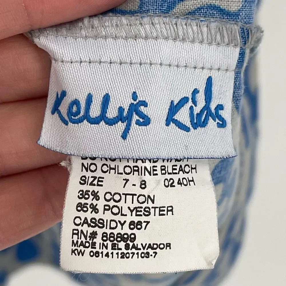 Kelly's Kids Bell Sleeve‎ Cassidy Dress Ruffle Bodice Girls 7-8 Gray Blue